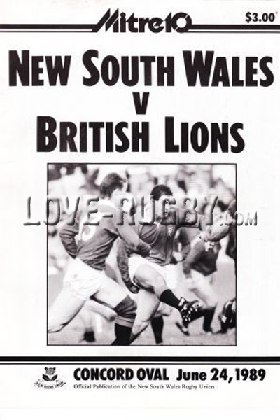 1989 NSW Waratahs v British Lions  Rugby Programme